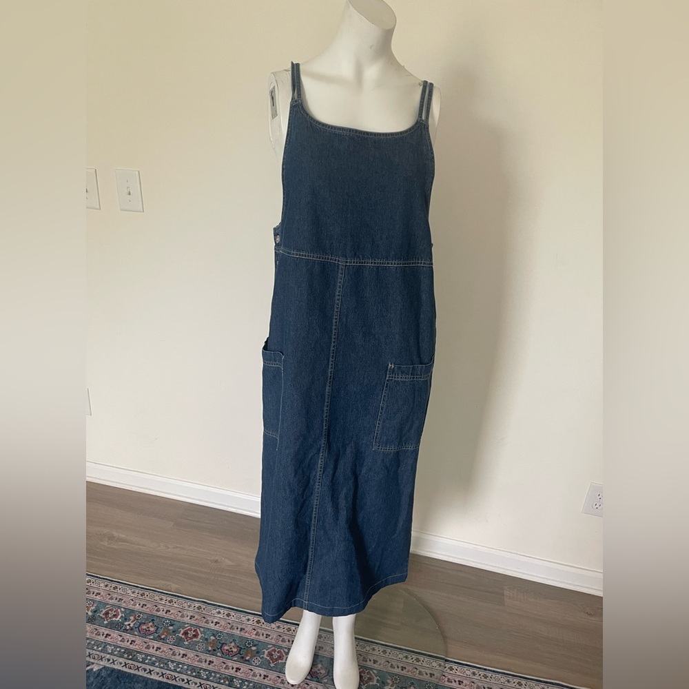 VintageTrue blue overall Denim dress Sleeveless Dress size m